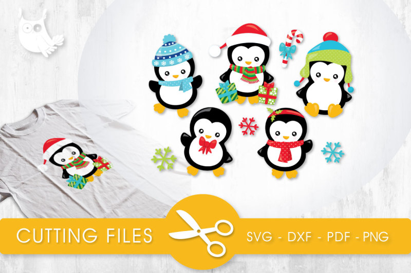 Cute Winter Penguins Svg Png Eps Dxf Cut File By Prettycuttables Thehungryjpeg Com