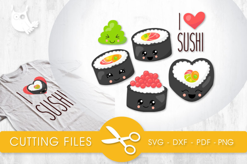 I Love Sushi Svg Png Eps Dxf Cut File Design Svg Free Download Love