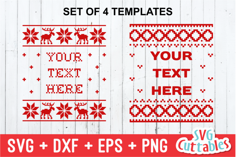 Christmas Sweater Templates Set Of 4 By Svg Cuttables Thehungryjpeg Com