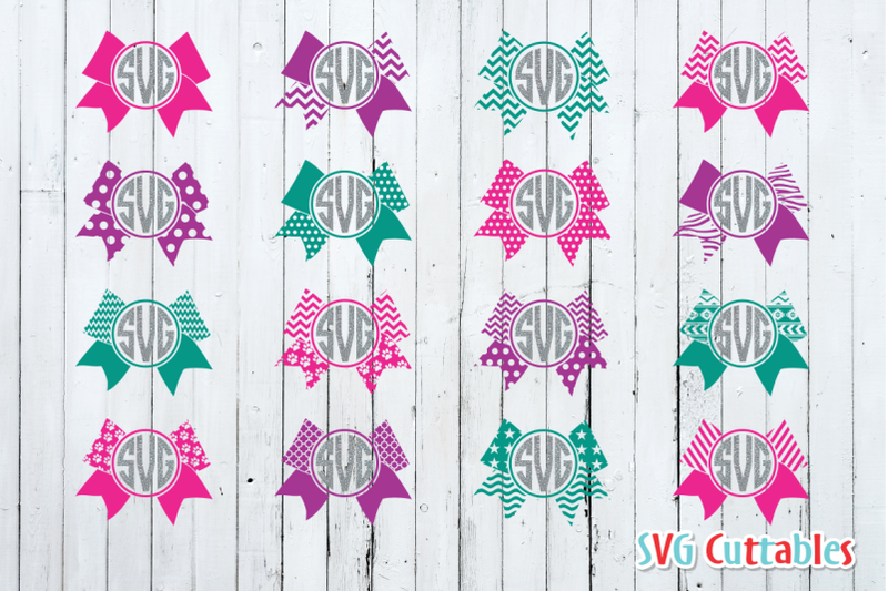 Download Cheer Bow Monogram Frames By Svg Cuttables Thehungryjpeg Com