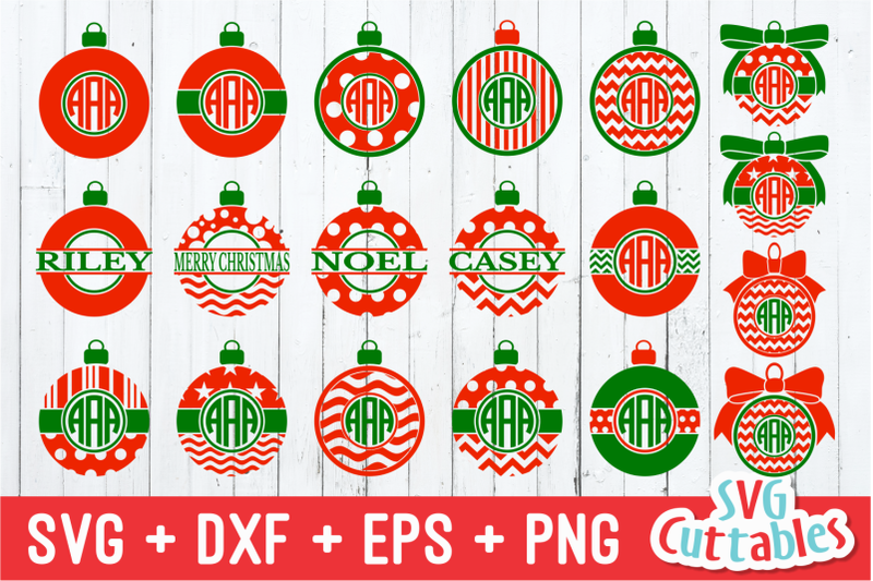 Christmas Ornament Monogram Frames By Svg Cuttables Thehungryjpeg Com