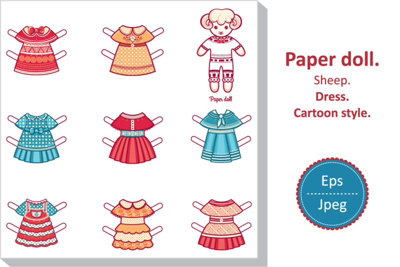 Free Paper Doll Dress Cartoon Style Sheep Cut Out Printable Svg Svg Cut Files Free Cricut