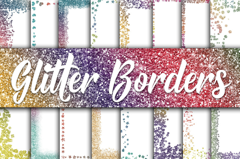 Download Free Rainbow Glitter Borders Digital Paper Crafter File