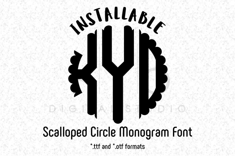 Download Free Scalloped Circle Monogram Font In Ttf And Otf Formats Cricut Ttf Fonts Scalloped Font PSD Mockup Template