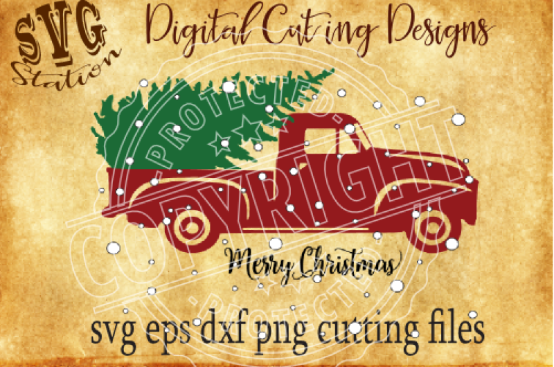 Vintage Red Christmas Truck Svg Png Eps Dxf Cutting File Silhouette Cricut Scal By Svg Station Thehungryjpeg Com
