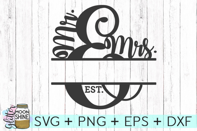 Download Free Mr. And Mrs. Split Monogram Frame SVG PNG DXF EPS Cutting Files Crafter File - Download ...