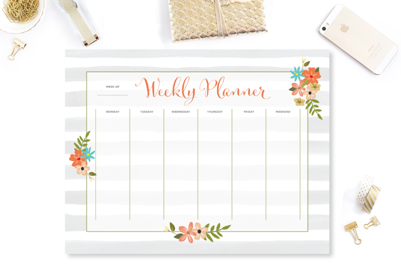 Download Free Floral Stripes Weekly Planner Crafter File