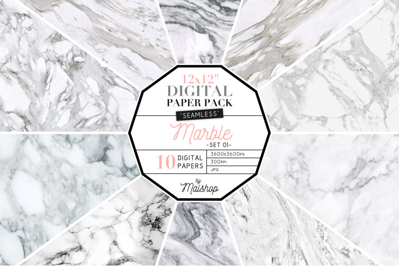 Seamless Digital Paper Pack I Marble By MAISHOP Digital Art | TheHungryJPEG