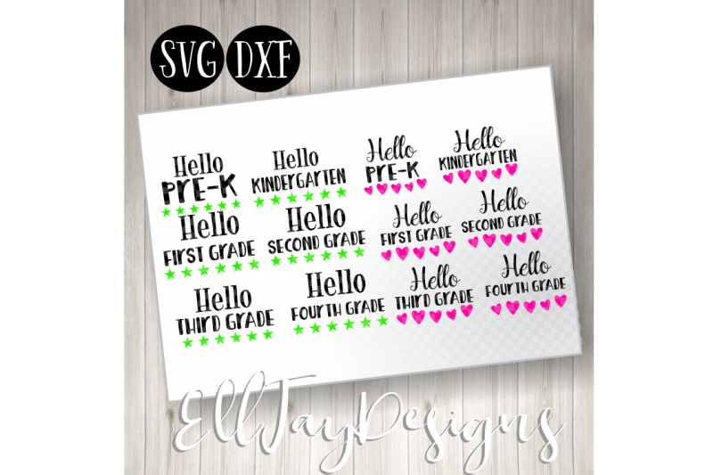 Free Hello School Hearts And Stars Bundle Svg Free Download Svg Files Tea