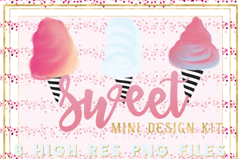 Sweet Cotton Candy mini design kit By Pretty Pixel Co | TheHungryJPEG