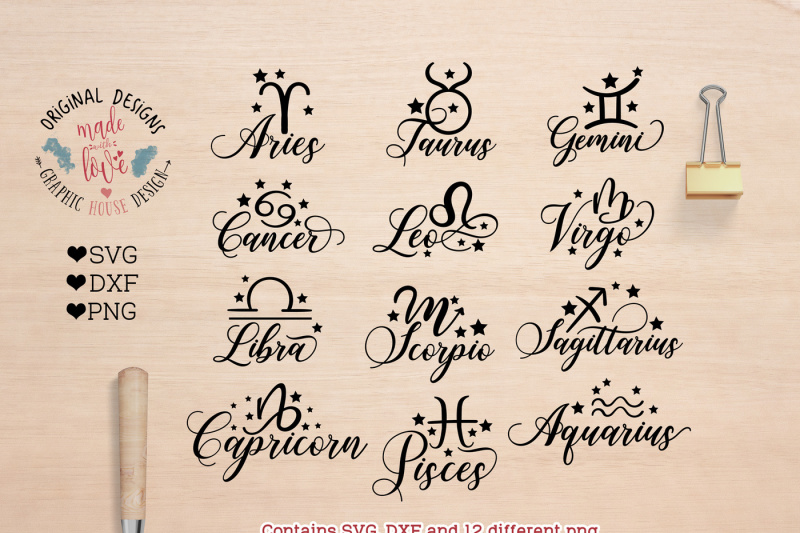 Free Zodiac Signs Cut File And Clipart In Svg Dxf Png Crafter File Free Svg Cut Files