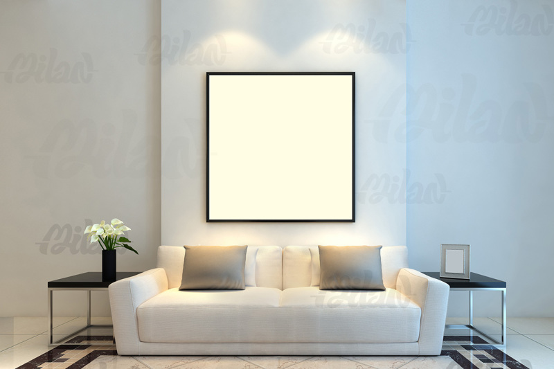 Download Framed Photo Art Mockup Template (Styled Stock Photography), Living Room, Sofa, - 01 By Milan ...