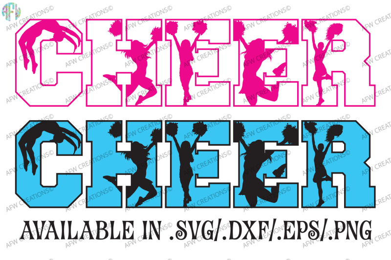 Cheer Silhouettes Svg Dxf Eps Cut Files By Afw Designs Thehungryjpeg Com