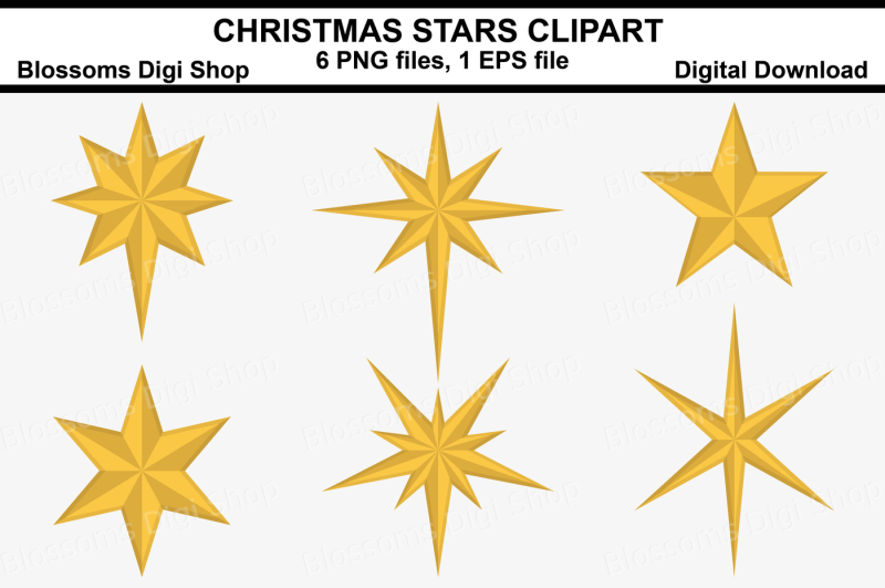 Download Christmas Stars Clipart, PNG & EPS files By Blossoms Digi ...