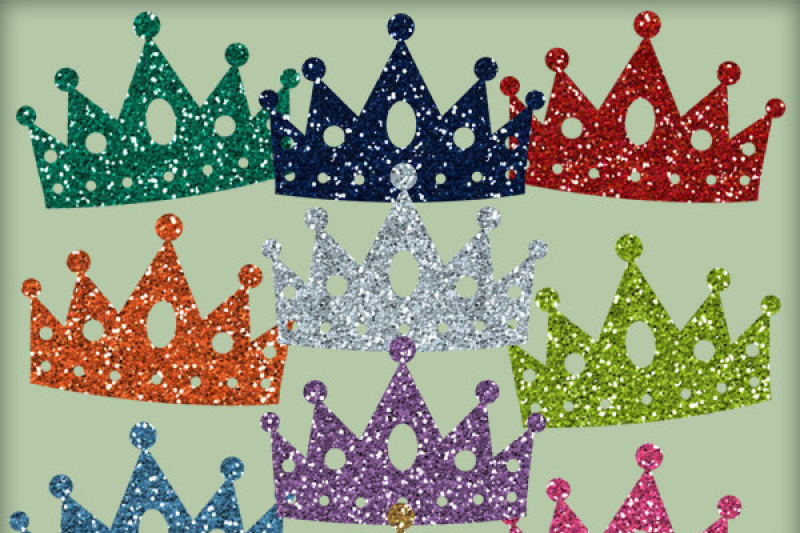 Princess Glitter Crowns - Digital Glitter Crown Embellishments By