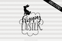 Hoppy Easter Bunny Svg Pdf Dxf Hand Drawn Lettered Cut File Graphic Overlay By Howjoyful Files Thehungryjpeg Com