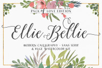 Ellie Bellie Font Duo Watercolor Kit By Af Studio Thehungryjpeg Com