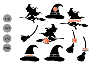 Witch Svg Files Halloween Svg Witch Monogram Svg Witch Hat Svg By Cosmosfineart Thehungryjpeg Com