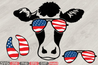 Cow Usa Flag Glasses Silhouette Svg Cowboy Western 4th July 831s By Hamhamart Thehungryjpeg Com