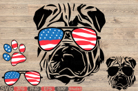 Download Shar Pei Dog Usa Flag Glasses Silhouette Svg 4th July Bulldog 858s By Hamhamart Thehungryjpeg Com