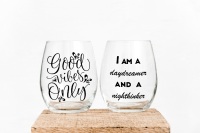 Two stemless wine glass mockups 2 no stem glasses mockup