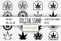 Cannabis Digital Stamp Marijuana Leaf Clipart Svg By Bunart Thehungryjpeg Com