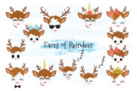 Christmas Decor Reindeer Faces Svg Clipart Set 1 By Rasveta Thehungryjpeg Com