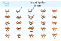 Christmas Decor Reindeer Faces Svg Clipart Set 1 By Rasveta Thehungryjpeg Com