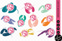 Lobster Svg Monogram Svg Circle Frames Cuttable Design Cut Files By The Silhouette Queen Thehungryjpeg Com