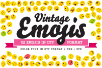 Vintage Emojis Otf Color Font By Ckybe S Store Thehungryjpeg Com