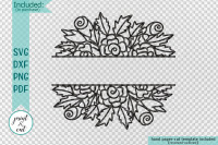 Wedding Floral Split Monogram Hand Drawn Simple Flowers Svg Dxf Cut By Kartcreation Thehungryjpeg Com
