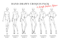 Female Fashion Figure Croquis Pack Template for Fashion Illustration By Art  by Lin