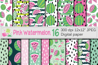 Pink Watermelon Digital Papers Summer Seamless Patterns By Vr Digital Design Thehungryjpeg Com