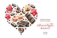 Watercolor Chocolate Heart Digital Clipart For Printing By Aquarelloaquarelle Thehungryjpeg Com