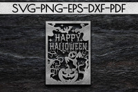 Happy Halloween Papercut Template Halloween Decor Svg Pdf By Mulia Designs Thehungryjpeg Com