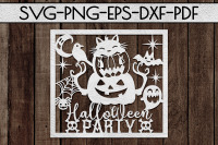 Halloween Party Papercut Template Halloween Decor Svg Pdf By Mulia Designs Thehungryjpeg Com