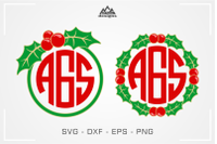 Christmas Holly Berry Wreath Monogram Frame Svg Cuttable Design By Agsdesign Thehungryjpeg Com