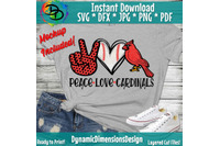 Peace Love Cardinals svg, Cardinals team svg, Baseball team svg
