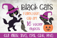Black Cats Halloween Clip Art By Olga Belova Thehungryjpeg Com