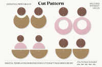 Cork Scalloped Half Circle Leather Bundle Template Commercial Use Cut File 2 Hole Eearrings SVG Silhouette Arch Connector Cricut