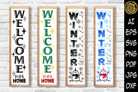 Porch sign svg bundle welcome winter sign svg winter wonderland sign svg baby it's cold outside sign svg let it snow sign svg