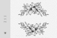 Lily flower border svg, split monogram svg, wedding monogram By Pretty  Meerkat