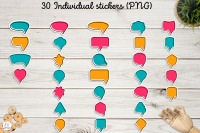 Speech bubbles stickers bundle. 30 designs. Thought Bubble sticker Pac By  Ok_design