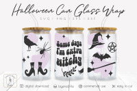 Retro Halloween Beer Can Glass SVG Witch Coffee Cup Wrap By Orange Brush  Studio