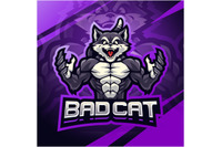 Bad cat fighter mascot logo design By Visink