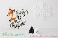 Baby S First Christmas Girl Boy Reindeer By Follow Ur Arrow Svg Thehungryjpeg Com
