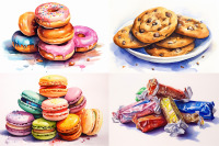 Sweet Treats Watercolor Desserts and Delicacies Collection By artsy-fartsy