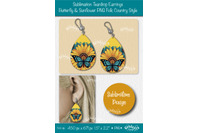 Earrings Sublimation Teardrop earring Butterfly and Sunflower