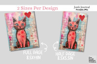 その他 Cats and Me - eclectic junk journal 2 Kitten Cat Valentine Digital Junk Journal Kit Half Pages