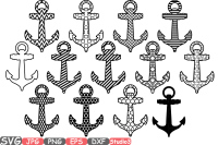 Sure Cut Anchor Patterned Monogram Split Circle DXF SVG EPS cutting Frame navy nautical Cricut Silhouette studio Make the Cut,